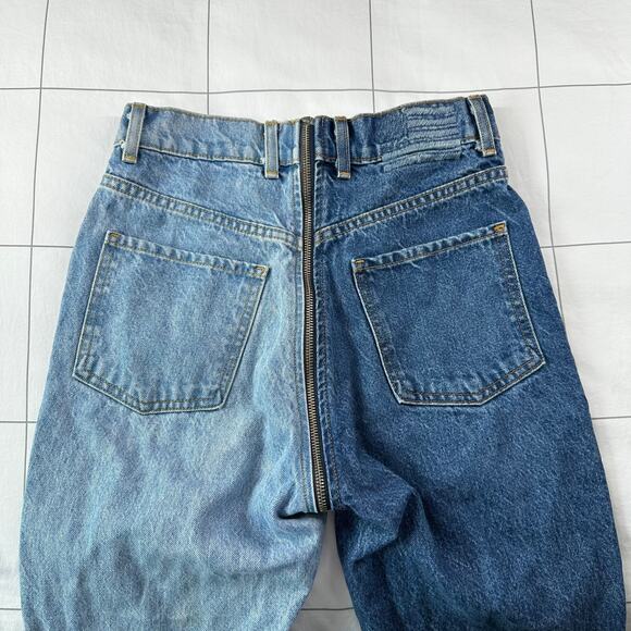 REVICE Jeans Womens 27 Blue Ying Yang Zipper Two Tone Crop Denim High Rise USA - Picture 12 of 12